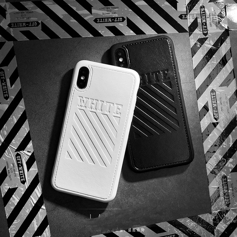 White Stripes Leather Silicone Case for iPhone