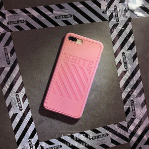 White Stripes Leather Silicone Case for iPhone